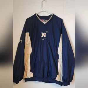 Vintage Navy Blue and beige Nike Pullover jacket | Naval Academy | XL | Navy